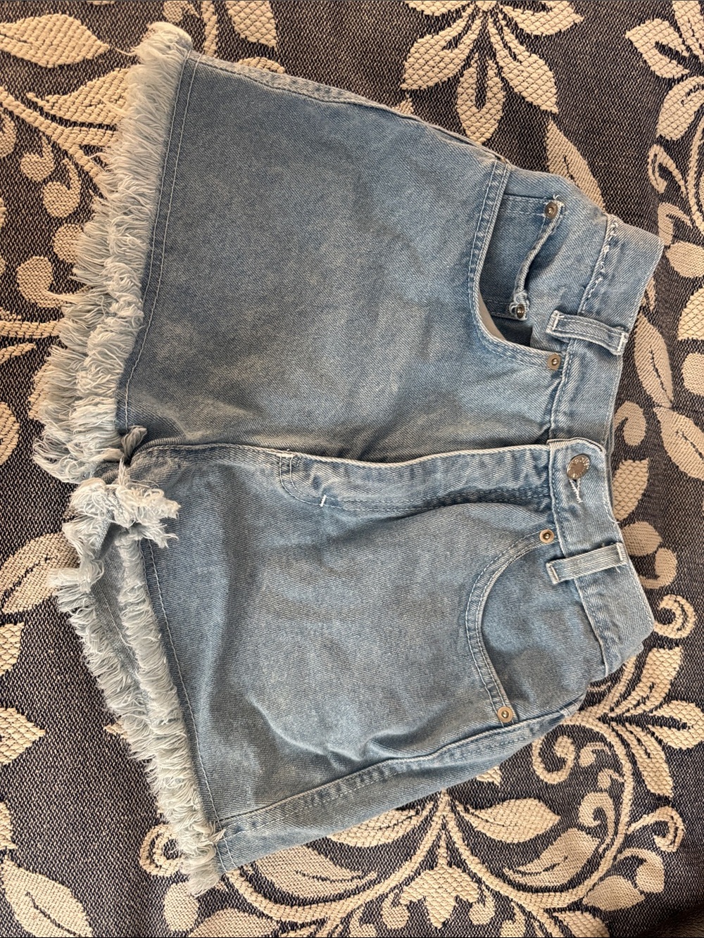 Vintage Islanders Frayed Hem Light Blue Denim Jean Shorts Women 100% Cotton